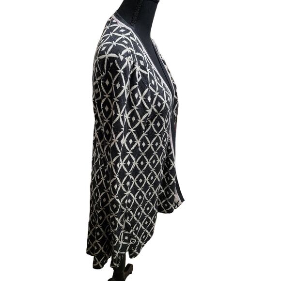 Belldini Heather Charcoal and Oatmeal Open Front Cardigan Sweater, Sz M - Picture 5 of 8